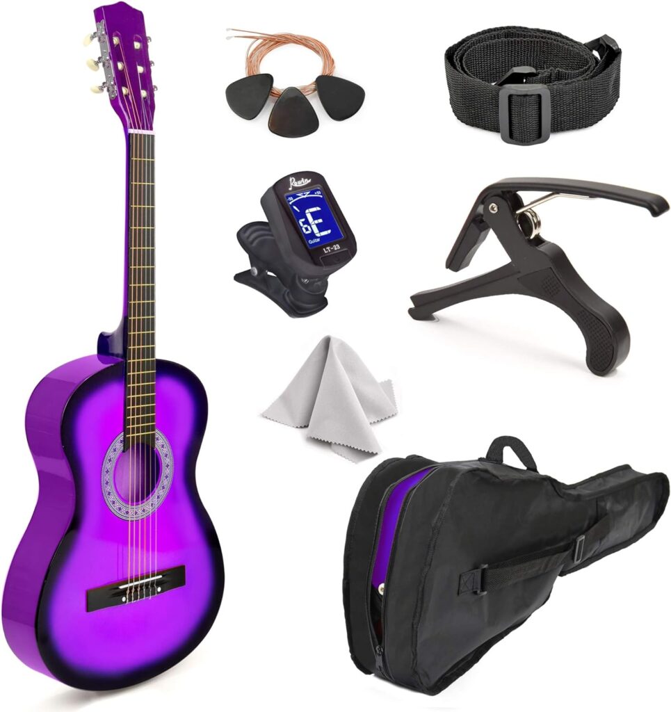 38 Wood Guitar With Case and Accessories for Kids/Boys/Girls/Teens/Beginners (Purple Gradient)