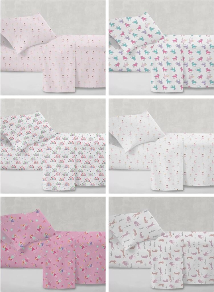LITTLE CELEBRITY Twin Sheet Set | Kids Sheet  Pillowcase Sets | Twin Sheets for Boys Girls, Fitted Sheet, Top Sheet, Pillowcase | Twin Sheets Set | Twin Bed Sheets | Bed Sheets Twin(Andrea)