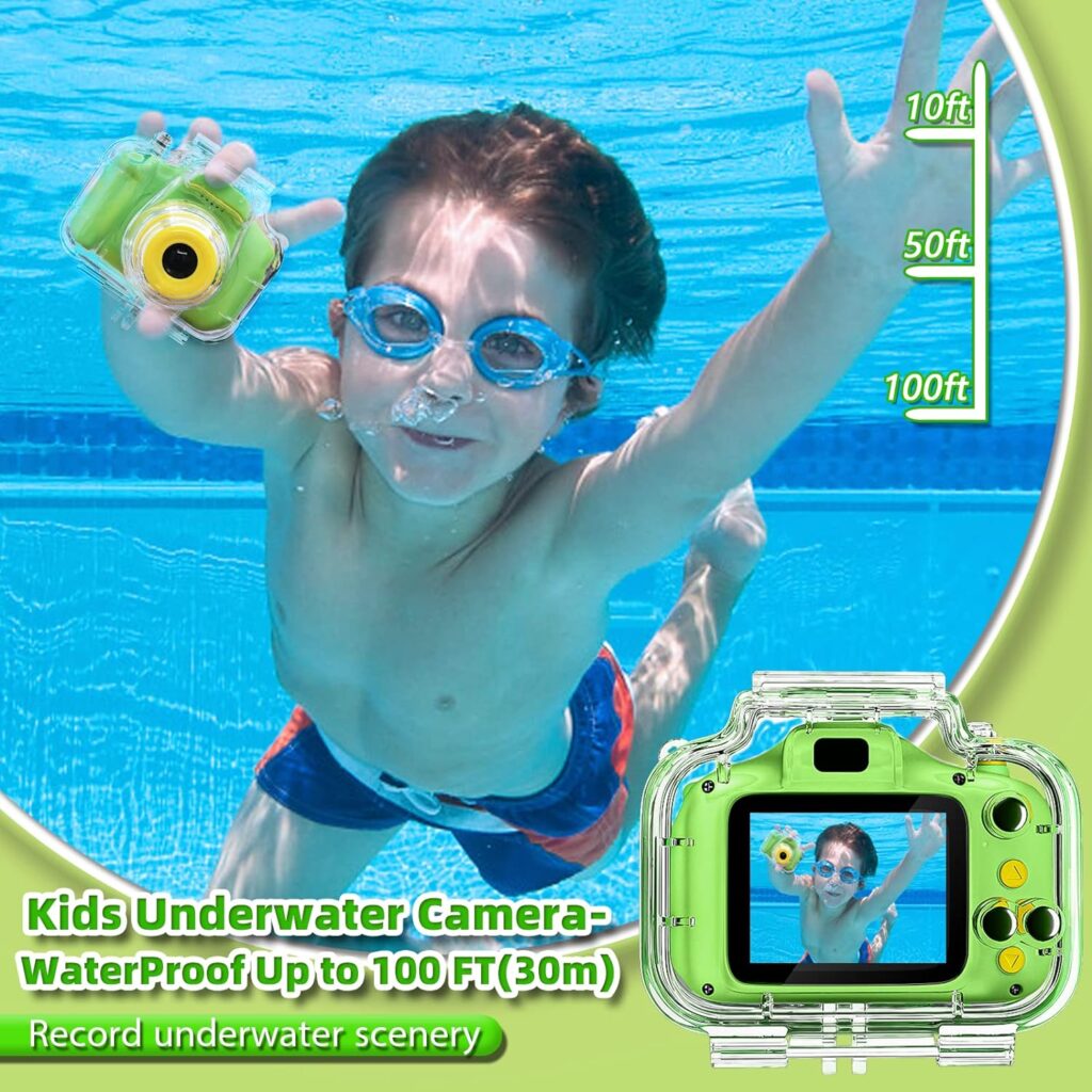 Best Underwater Camera For Kids - Miiulodi Kids Waterproof Camera - Birthday Gifts for 3 4 5 6 7 8 9 10 Year Old Girls 2 Inch IPS Screen Underwater Action Camera with 32 GB SD Card, Pool Toys for Kids Age 8-12 Pink