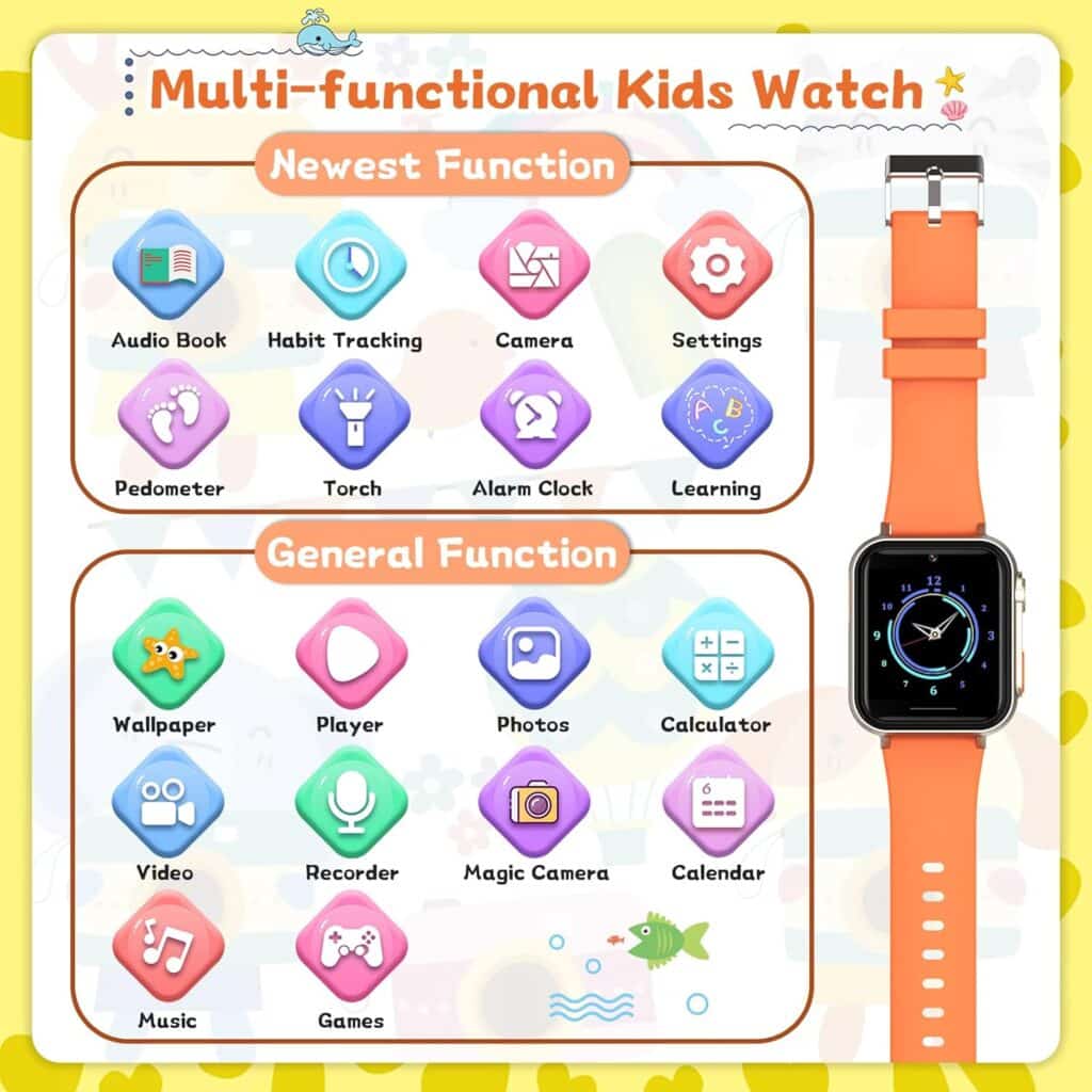 Smart Watch for Kids Watches - Game Girls Boys Ages 4-12 Years with Music Player HD Touch Screen 23 Games Camera Alarm Video Pedometer Flashlight Smartwatch Gift Toys (Pink)